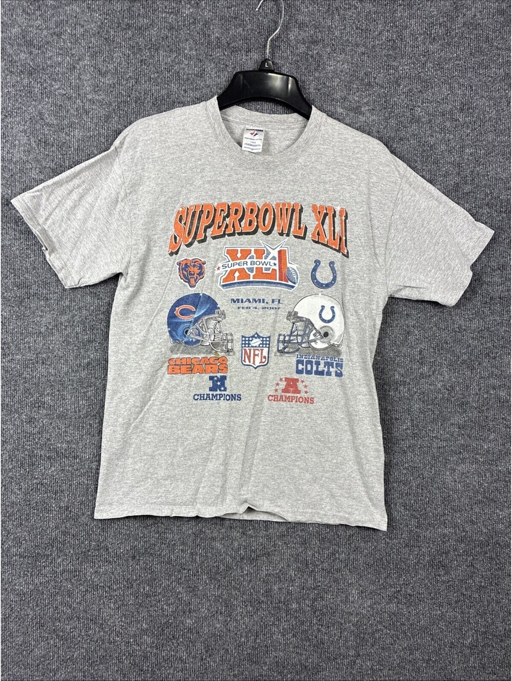 Jerzees Mens Large Indianapolis Colts Chicago Bears 2007 Superbowl XLI Vintage